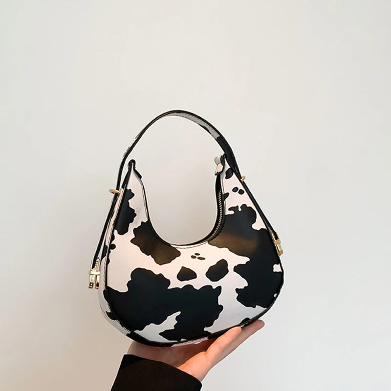 Cow Print Shoulder Handbag