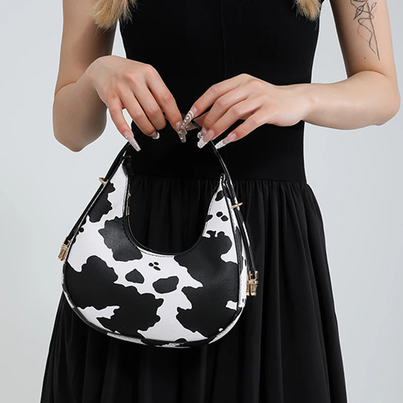 Cow Print Shoulder Handbag