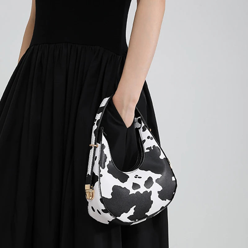 Cow Print Shoulder Handbag