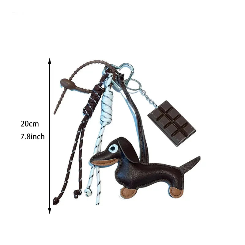 Leather Dog & Chocolate Charm