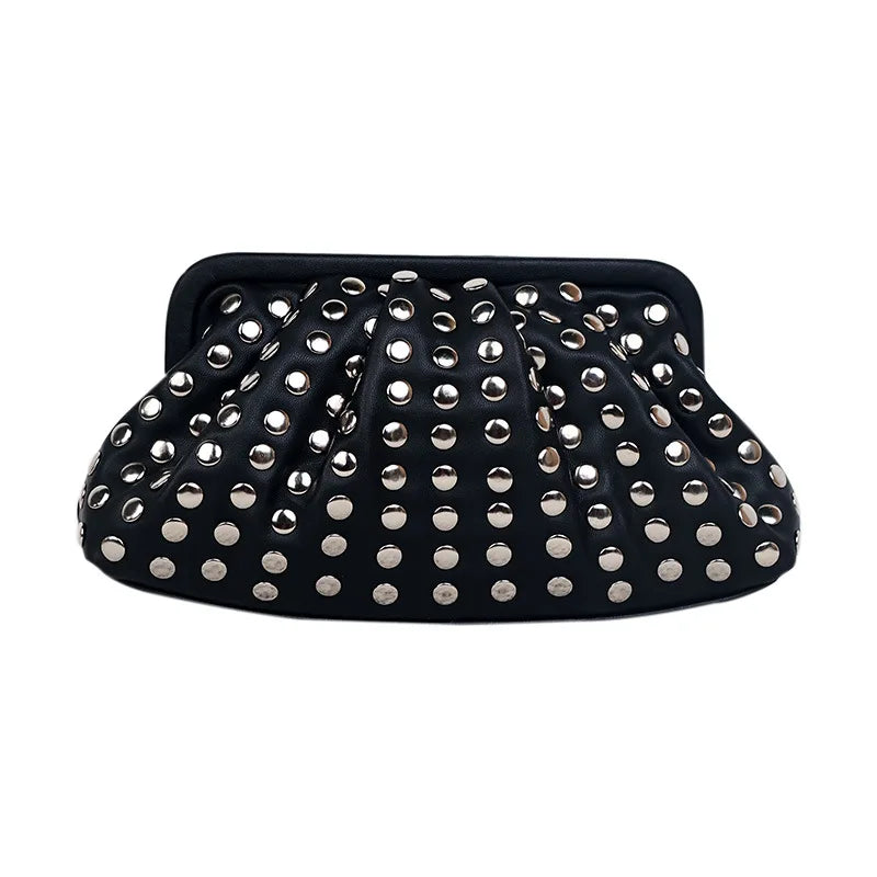 Black Metal Stone Clutch