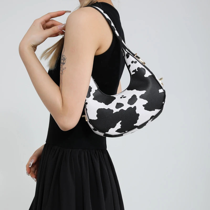 Cow Print Shoulder Handbag