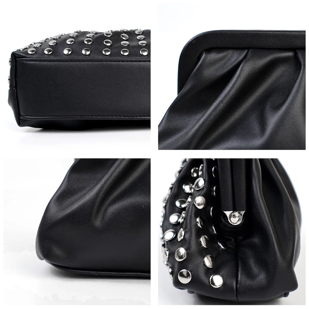 Black Metal Stone Clutch