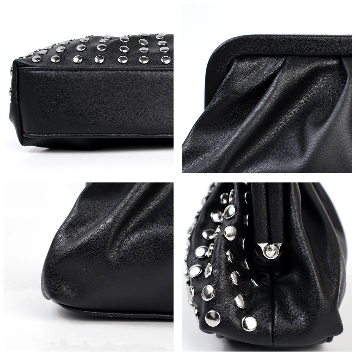 Black Metal Stone Clutch