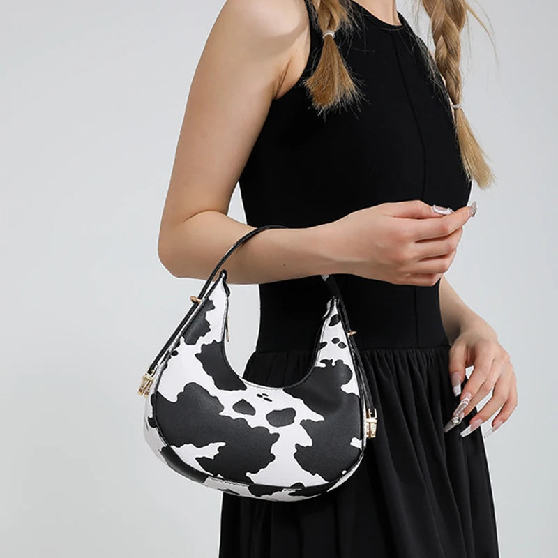 Cow Print Shoulder Handbag