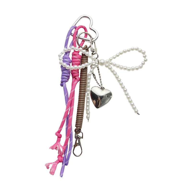 Pearl Bow & Heart Charm