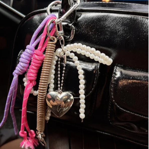 Pearl Bow & Heart Charm