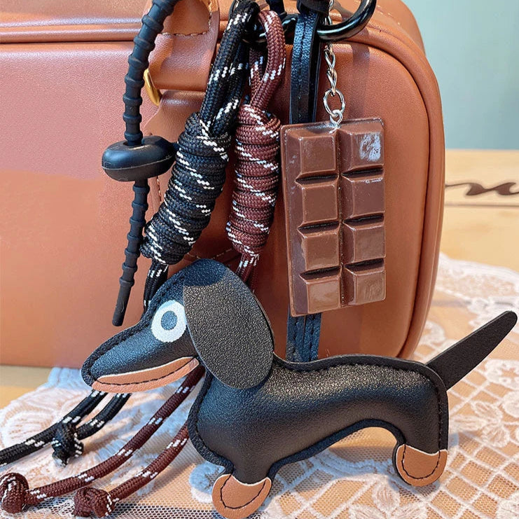 Leather Dog & Chocolate Charm