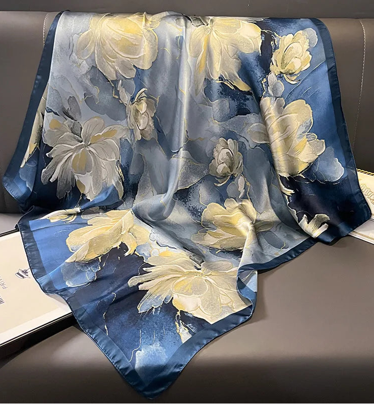Blue Floral Printed Scarf