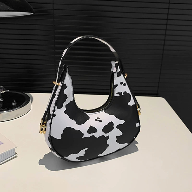 Cow Print Shoulder Handbag