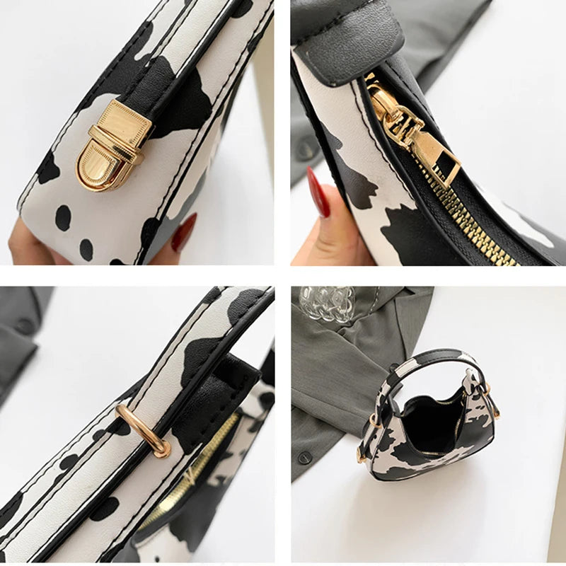 Cow Print Shoulder Handbag