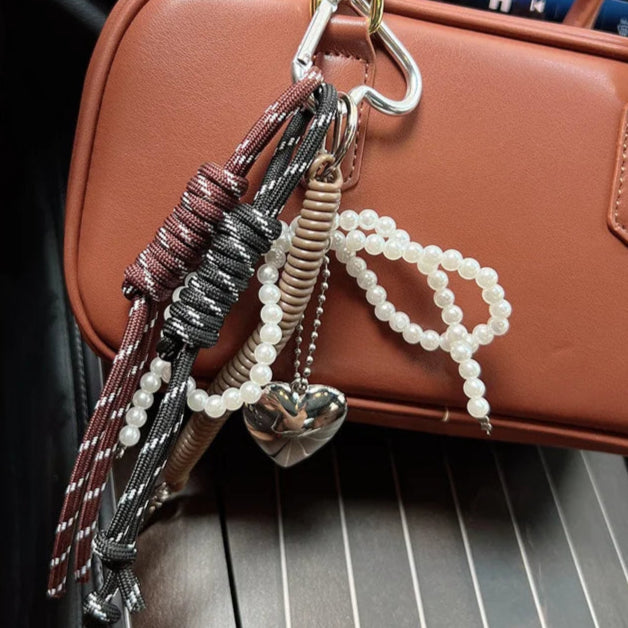 Pearl Bow & Heart Charm