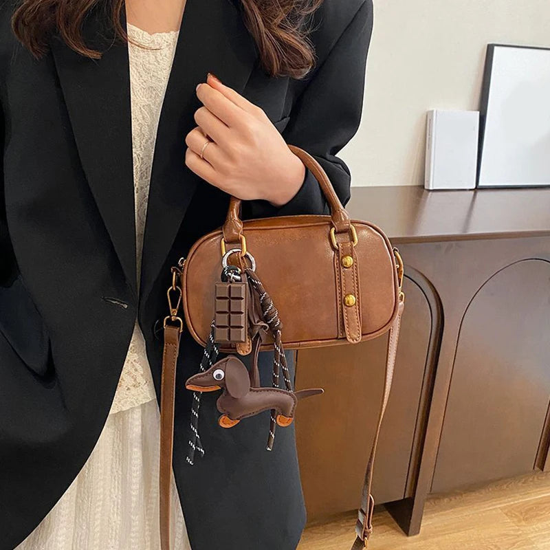 Leather Dog & Chocolate Charm