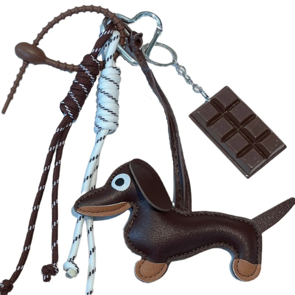 Leather Dog & Chocolate Charm