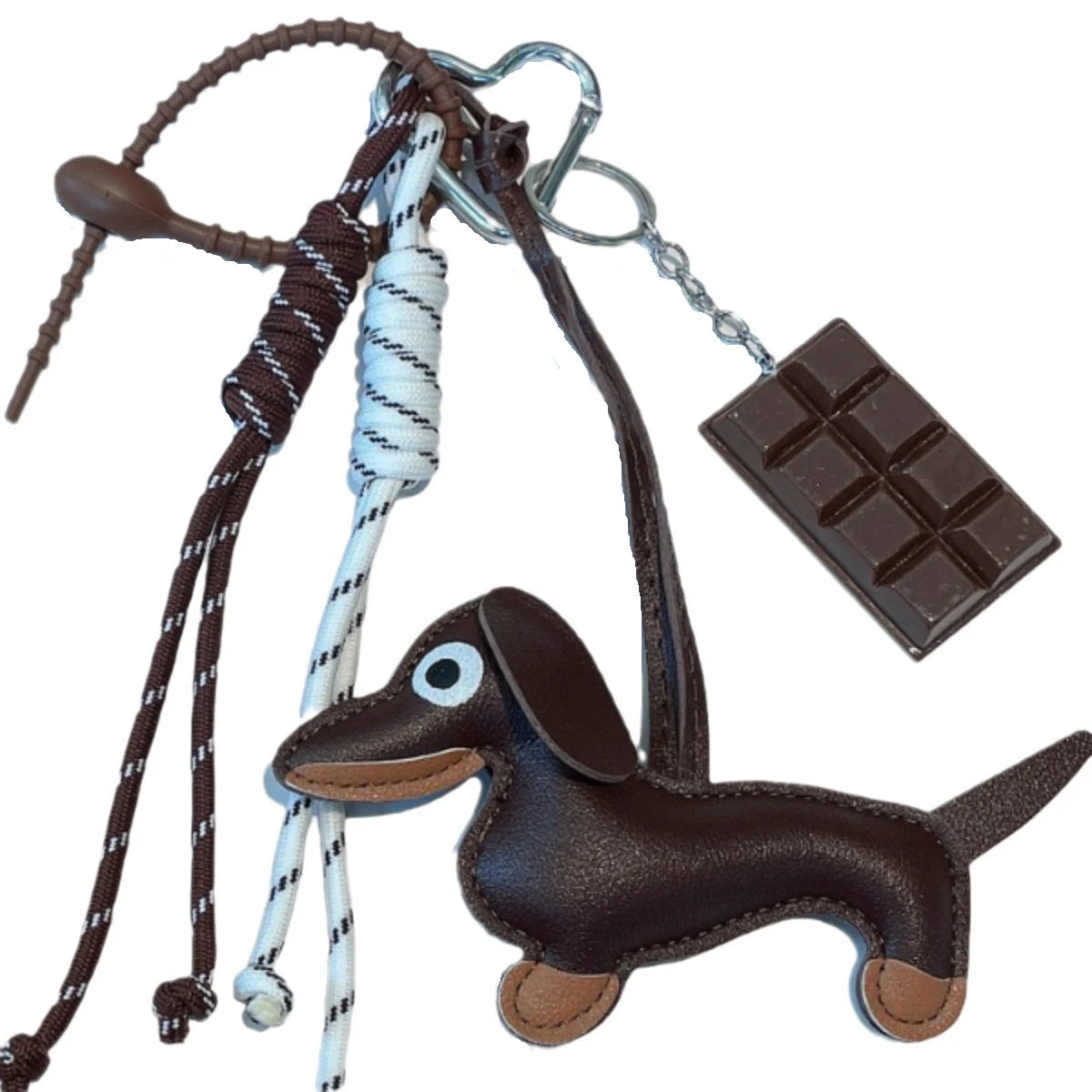 Leather Dog & Chocolate Charm
